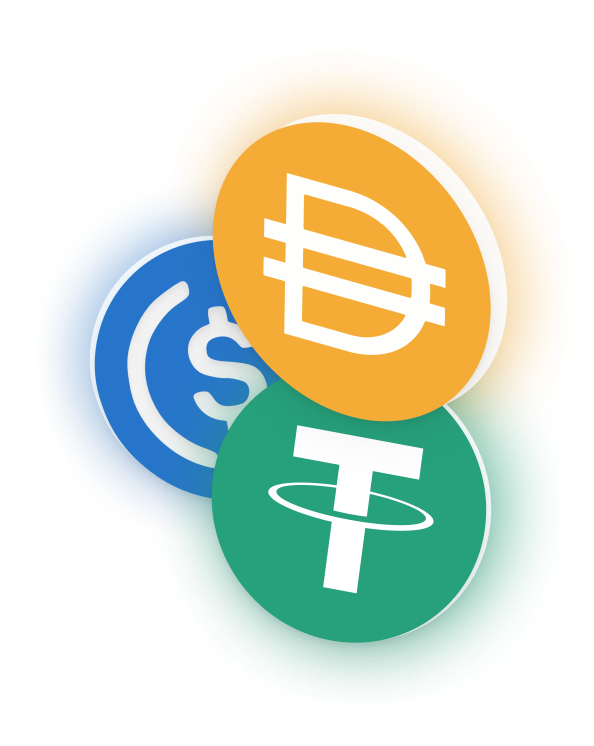Tiga stablecoin terbesar berdasarkan kapitalisasi pasar: Dai, USDC, dan Tether.